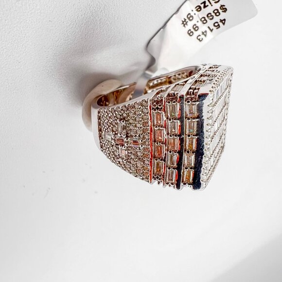 925 Sterling Sliver Moissanite Baguette Ring, 2cm wide with 5.19ctw VVS Stones, - Picture 5 of 7